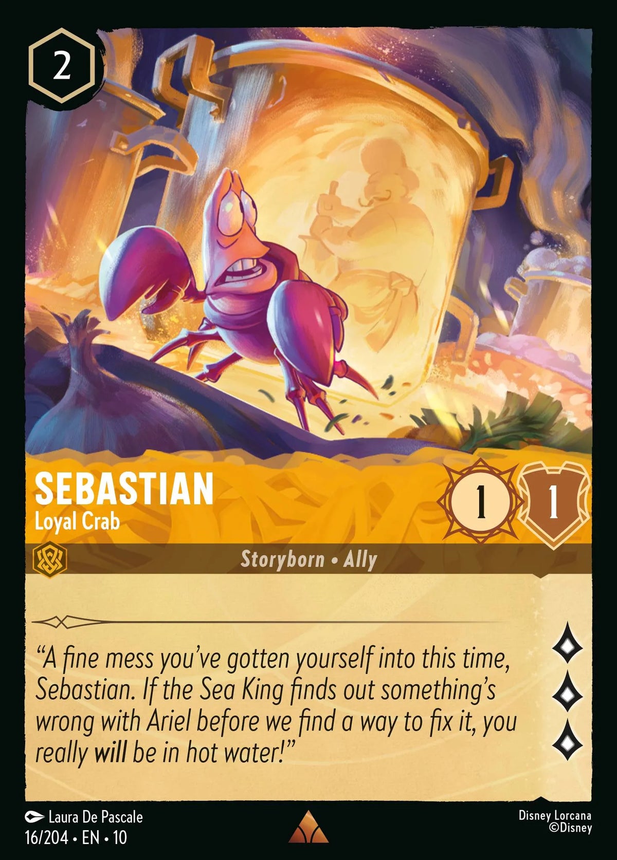 (016/204) Lorcana Whispers in the Well Single: Sebastian - Loyal Crab  Rare
