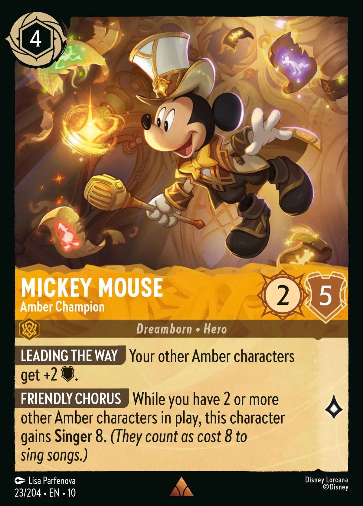 (023/204) Lorcana Whispers in the Well Single: Mickey Mouse - Amber Champion  Rare