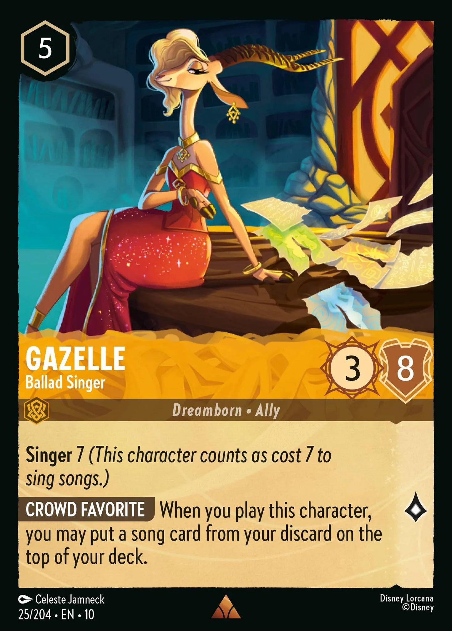 (025/204) Lorcana Whispers in the Well Single: Gazelle - Ballad Singer  Rare