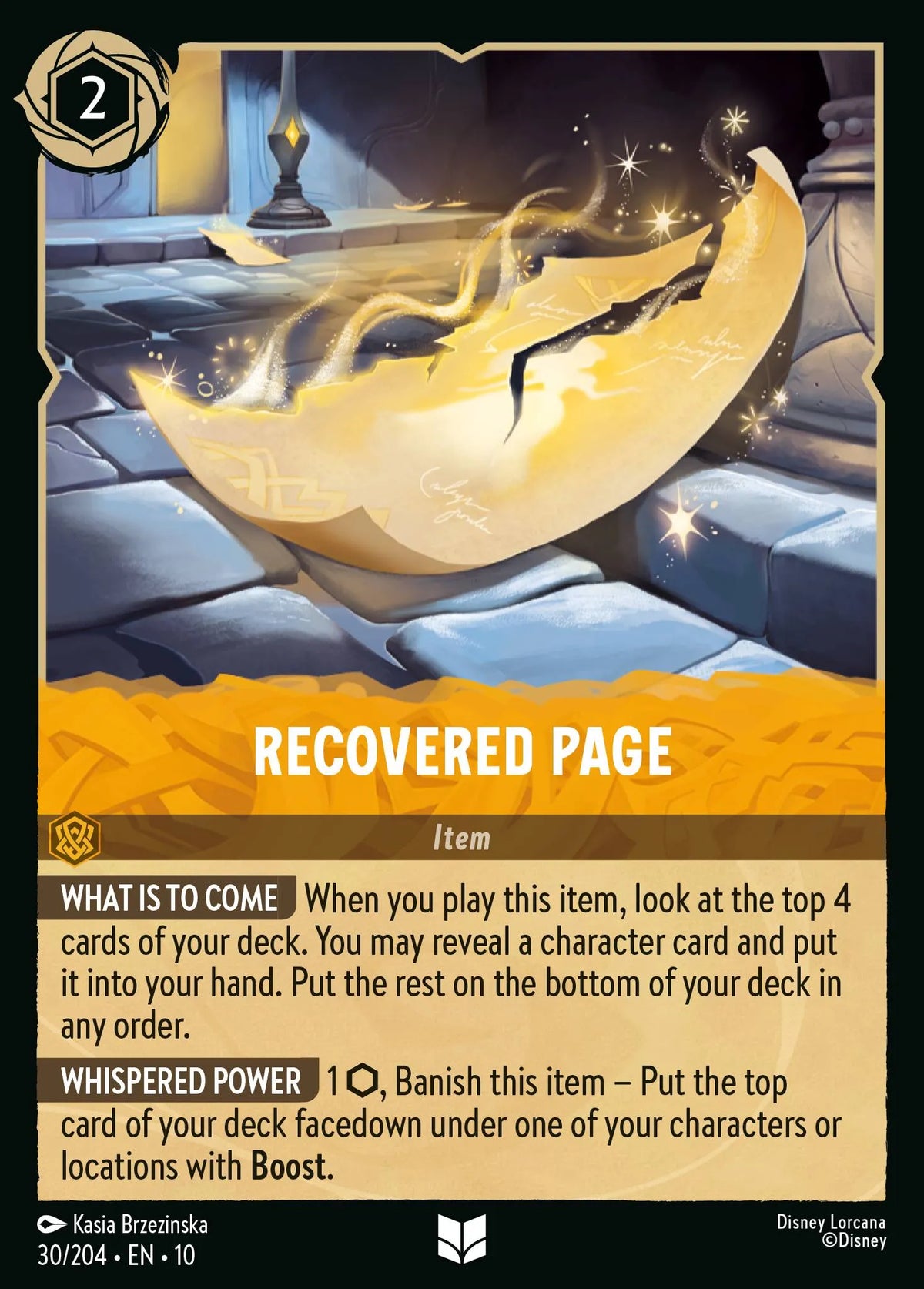 (030/204) Lorcana Whispers in the Well Single: Recovered Page Holo Uncommon