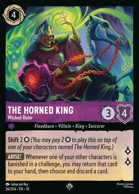 (036/204) Lorcana Whispers in the Well Single: The Horned King - Wicked Ruler (V.1)  Super Rare