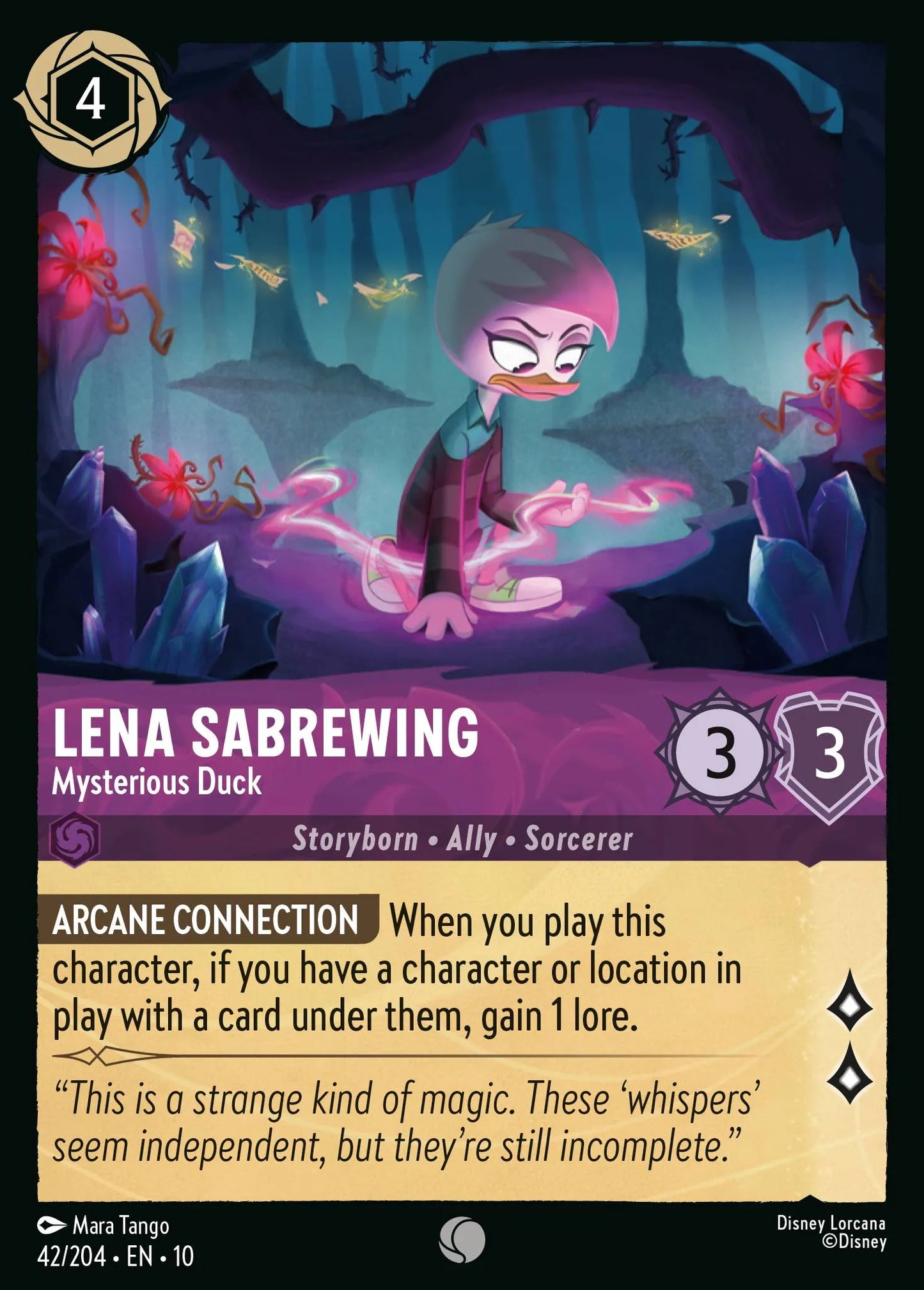 (042/204) Lorcana Whispers in the Well Single: Lena Sabrewing - Mysterious Duck Holo Common