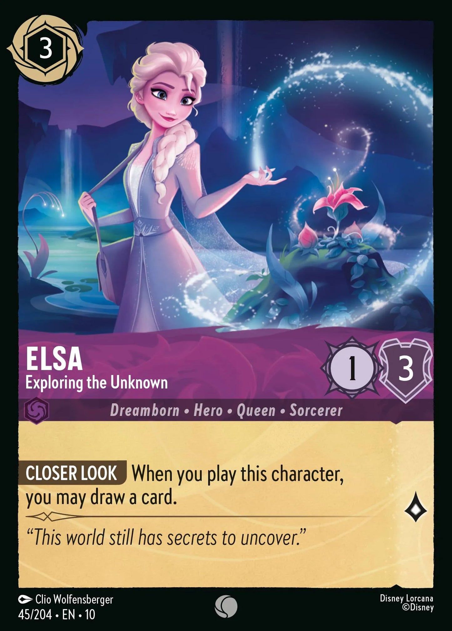 (045/204) Lorcana Whispers in the Well Single: Elsa - Exploring the Unknown (V.1) Holo Common