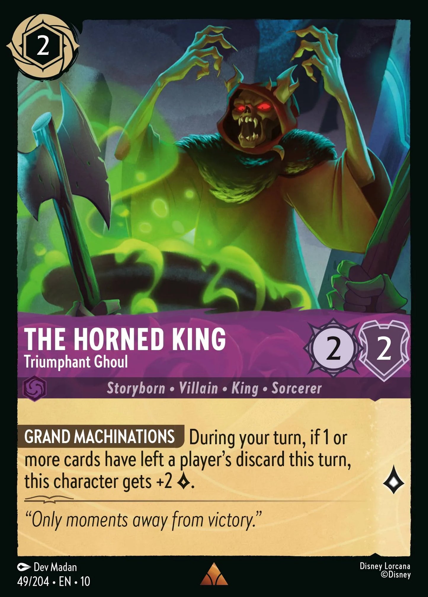 (049/204) Lorcana Whispers in the Well Single: The Horned King - Triumphant Ghoul (V.1) Holo Rare