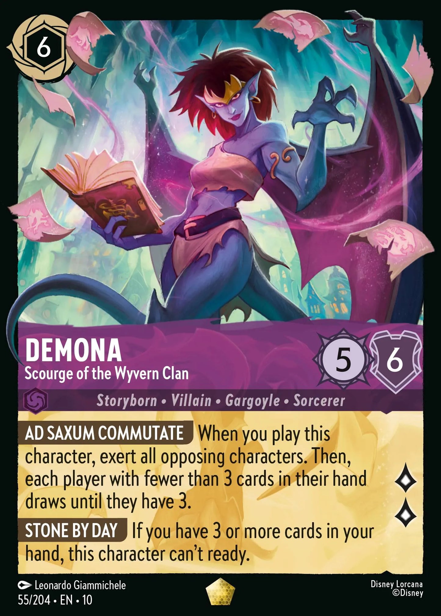 (055/204) Lorcana Whispers in the Well Single: Demona - Scourge of the Wyvern Clan (V.1)  Legendary