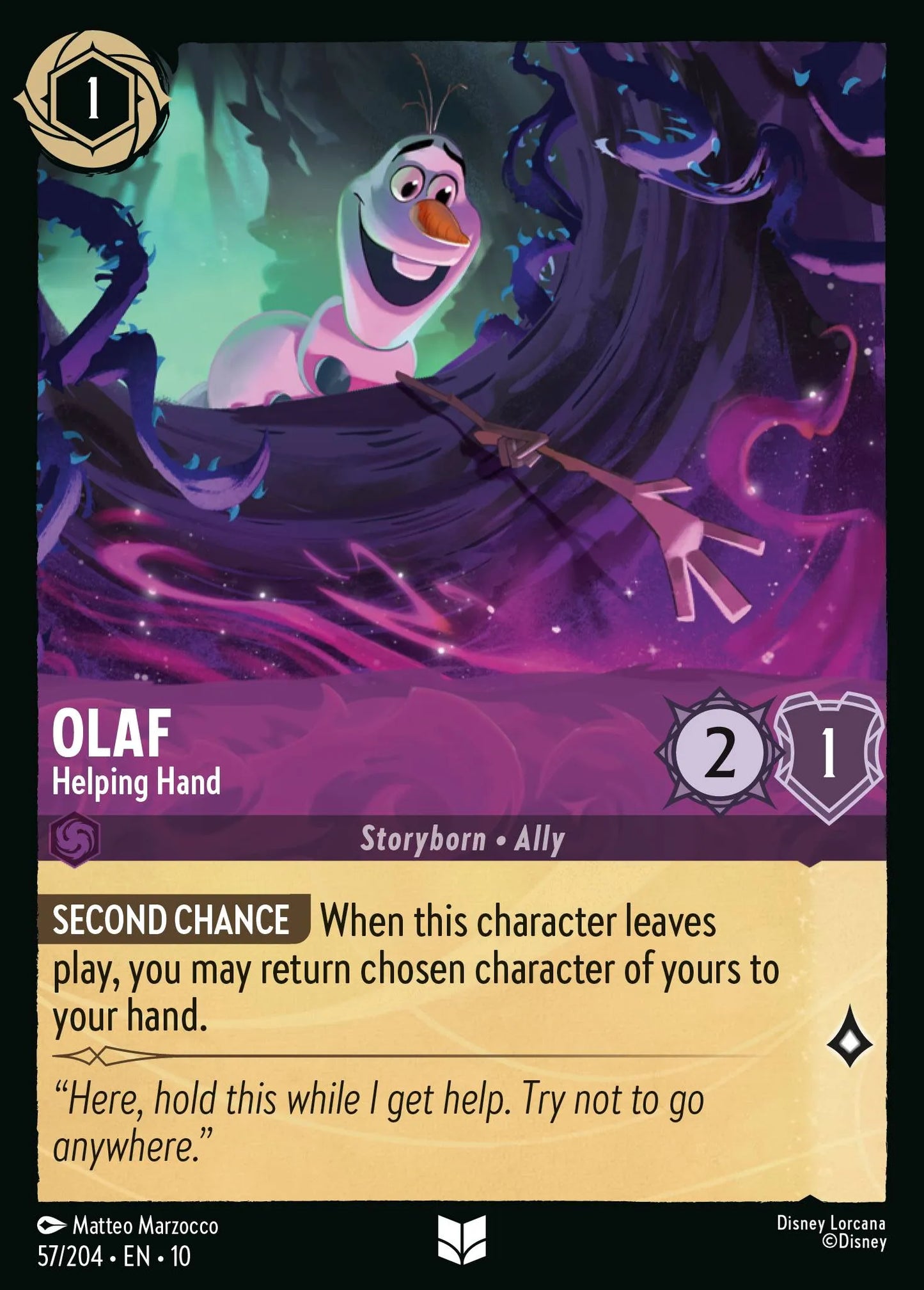 (057/204) Lorcana Whispers in the Well Single: Olaf - Helping Hand  Uncommon