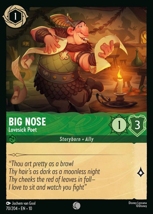 (070/204) Lorcana Whispers in the Well Single: Big Nose - Lovesick Poet Holo Common
