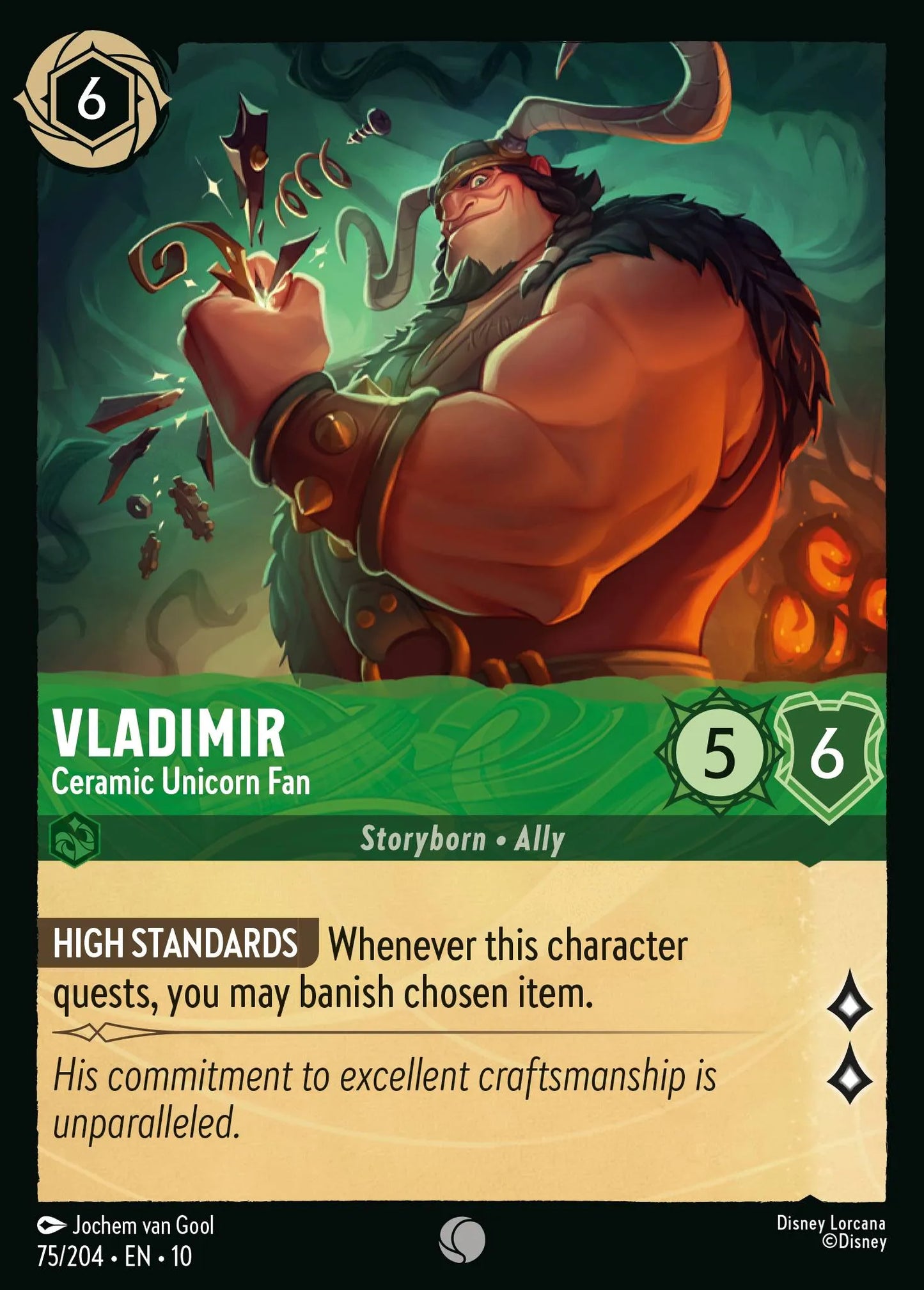 (075/204) Lorcana Whispers in the Well Single: Vladimir - Ceramic Unicorn Fan Holo Common