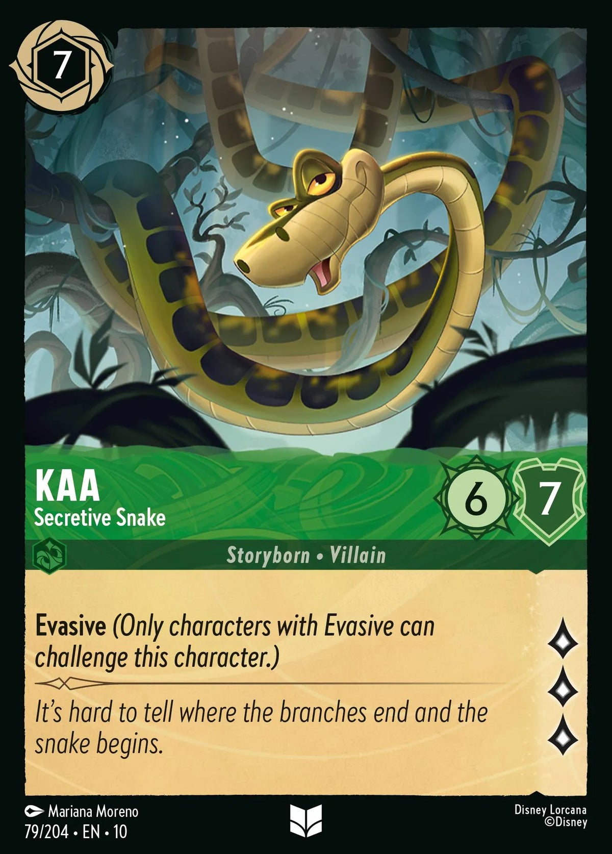 (079/204) Lorcana Whispers in the Well Single: Kaa - Secretive Snake (V.1)  Uncommon
