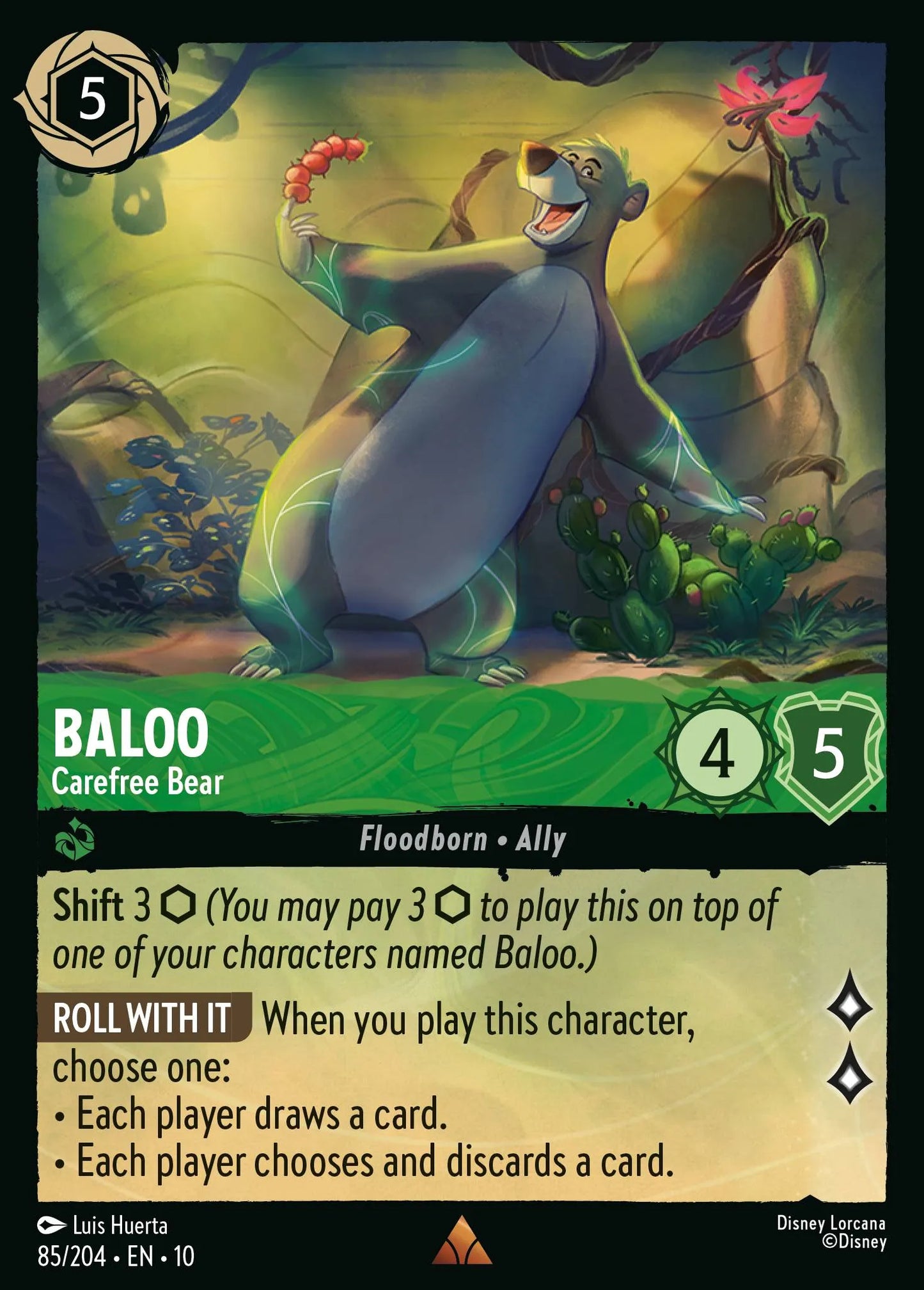 (085/204) Lorcana Whispers in the Well Single: Baloo - Carefree Bear (V.1)  Rare