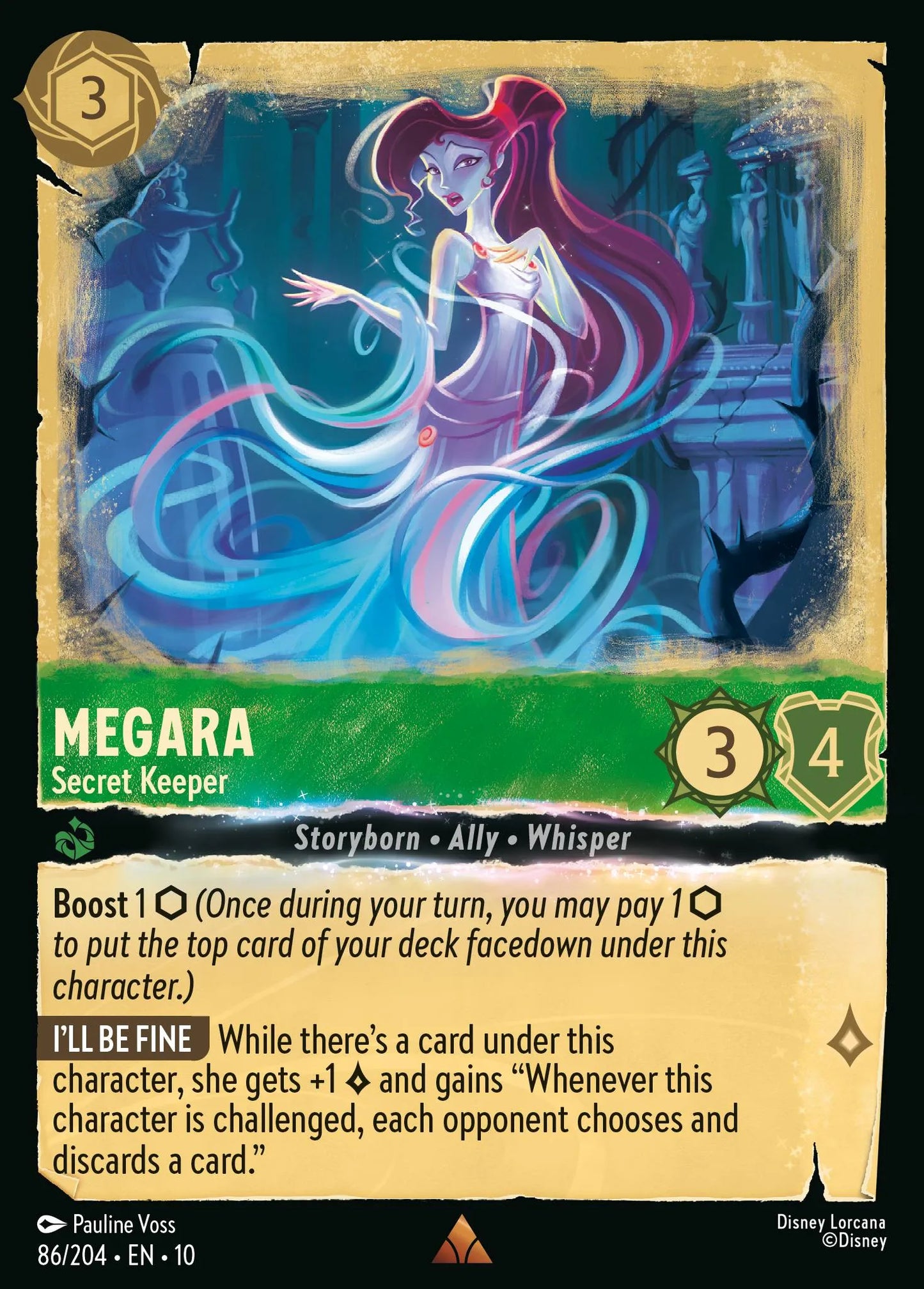 (086/204) Lorcana Whispers in the Well Single: Megara - Secret Keeper (V.1) Holo Rare