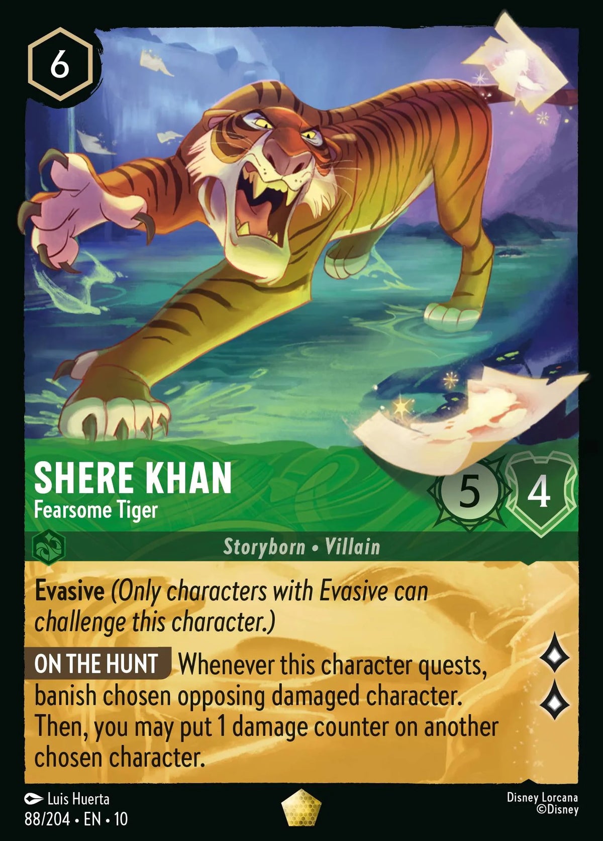 (088/204) Lorcana Whispers in the Well Single: Shere Khan - Fearsome Tiger  Legendary