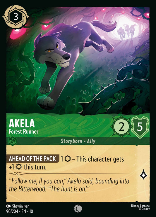 (090/204) Lorcana Whispers in the Well Single: Akela - Forest Runner Holo Common