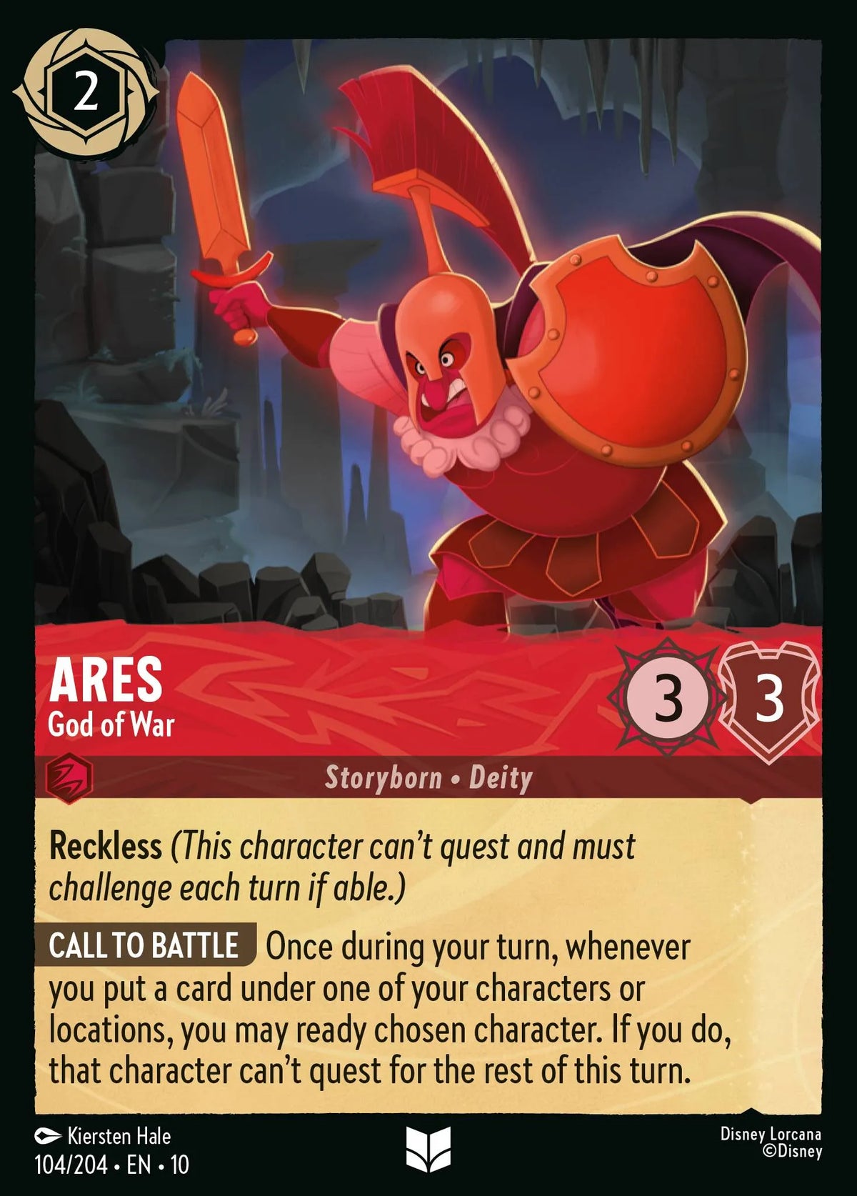 (104/204) Lorcana Whispers in the Well Single: Ares - God of War  Uncommon