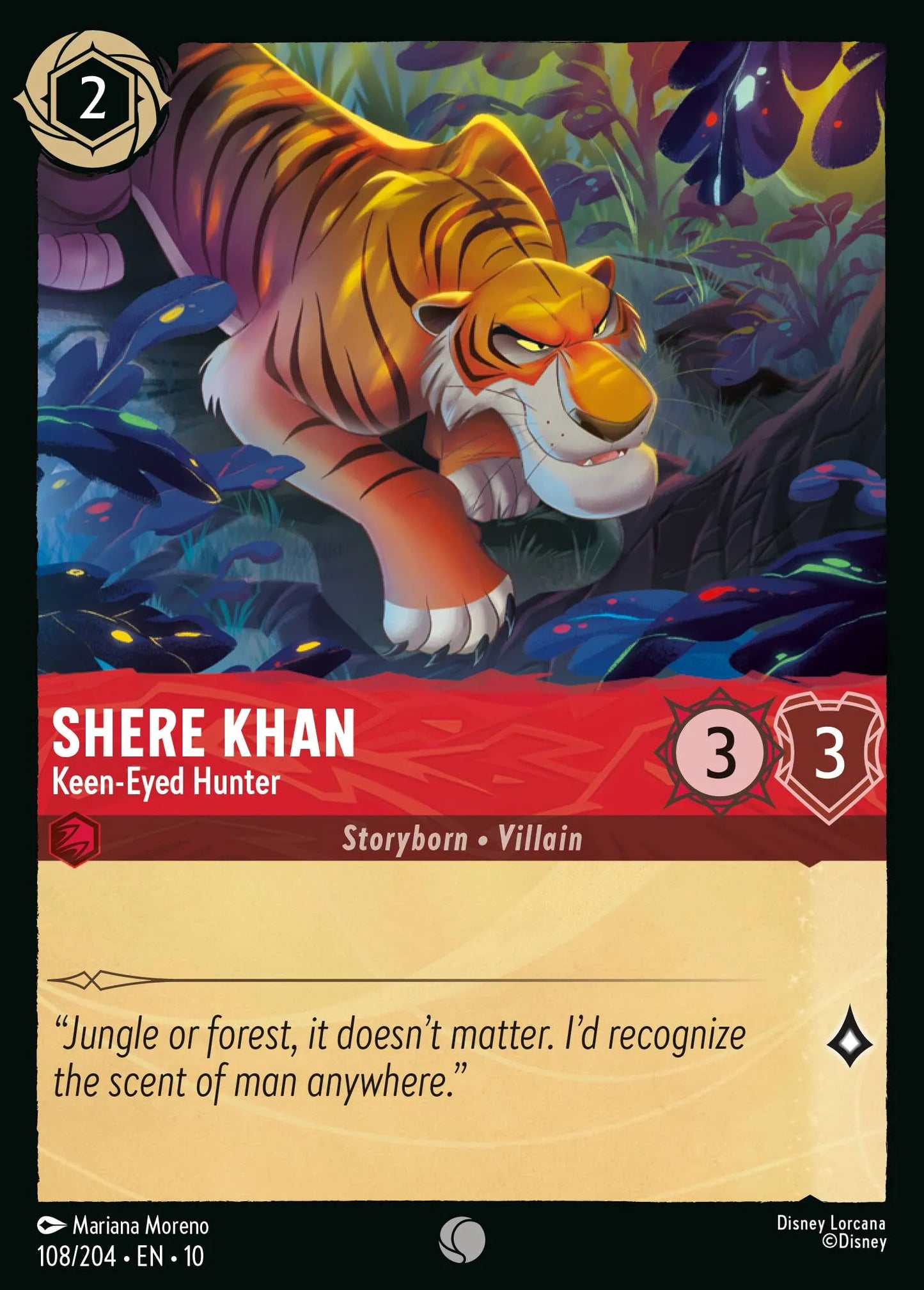 (108/204) Lorcana Whispers in the Well Single: Shere Khan - Keen-Eyed Hunter Holo Common