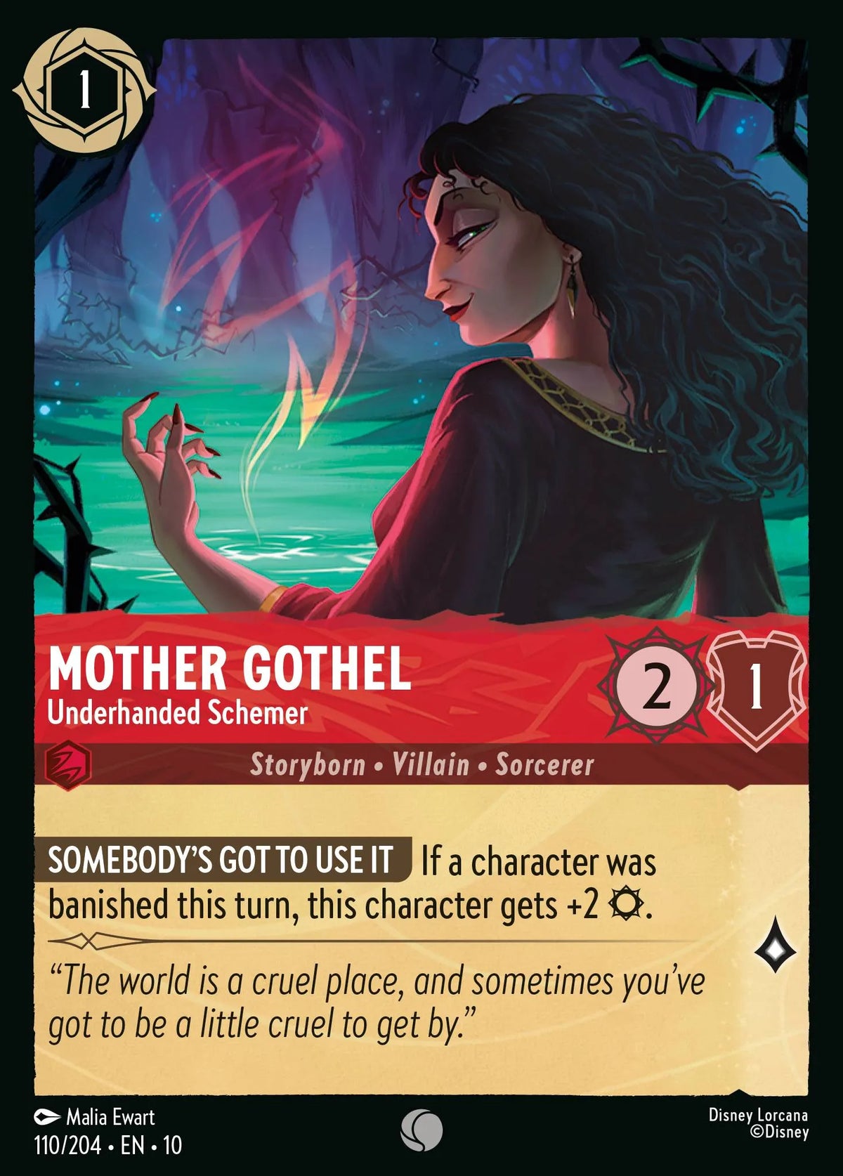 (110/204) Lorcana Whispers in the Well Single: Mother Gothel - Underhanded Schemer  Common