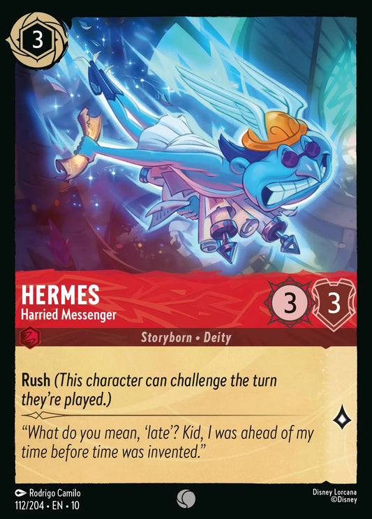 (112/204) Lorcana Whispers in the Well Single: Hermes - Harried Messenger Holo Common