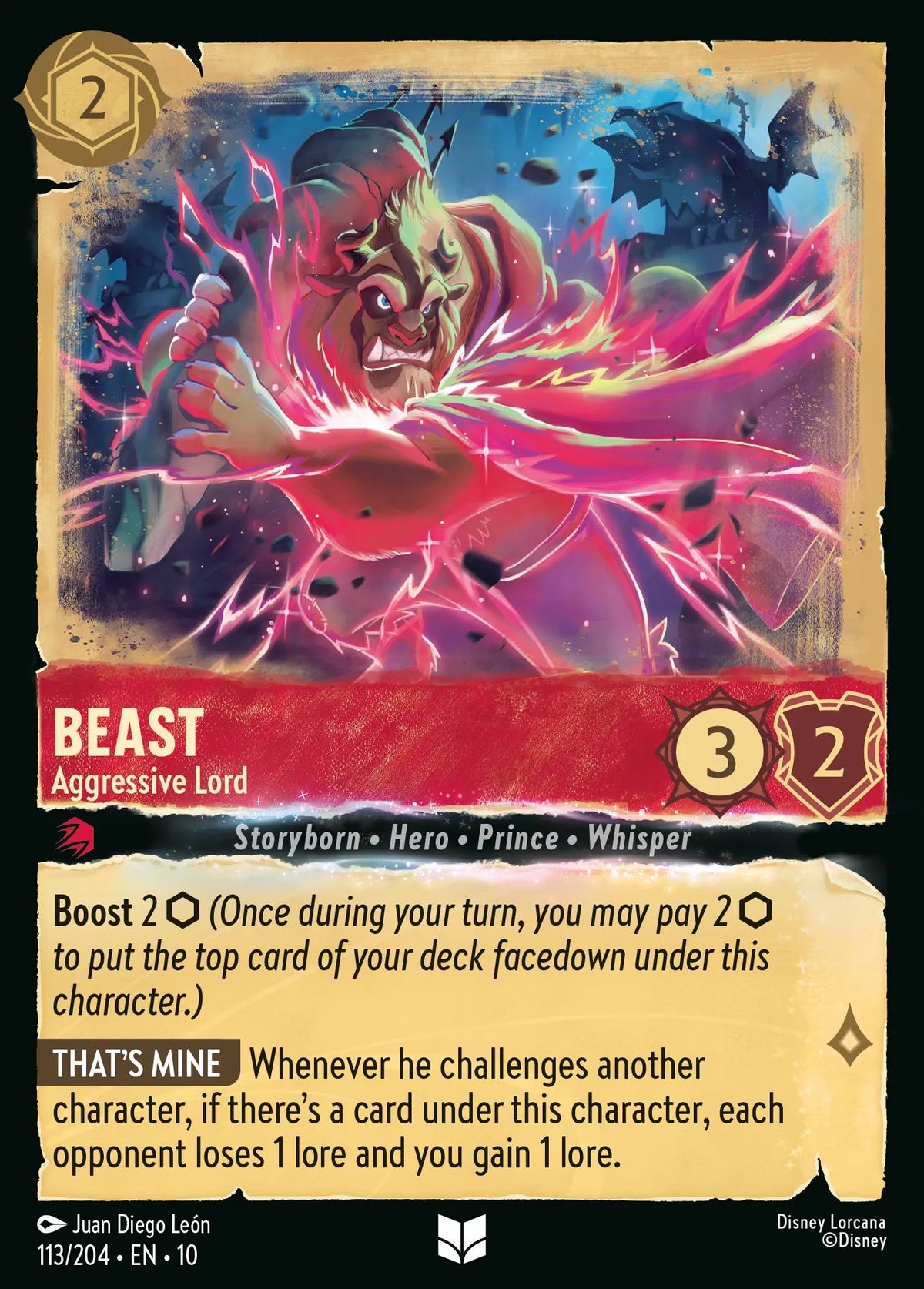 (113/204) Lorcana Whispers in the Well Single: Beast - Aggressive Lord  Uncommon