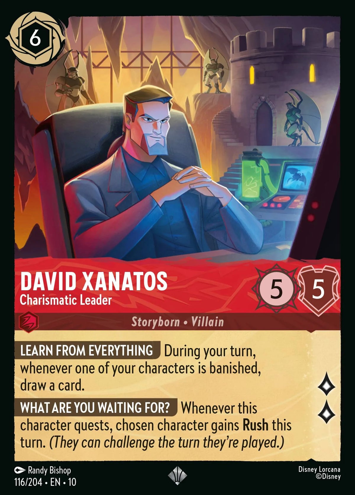 (116/204) Lorcana Whispers in the Well Single: David Xanatos - Charismatic Leader  Super Rare