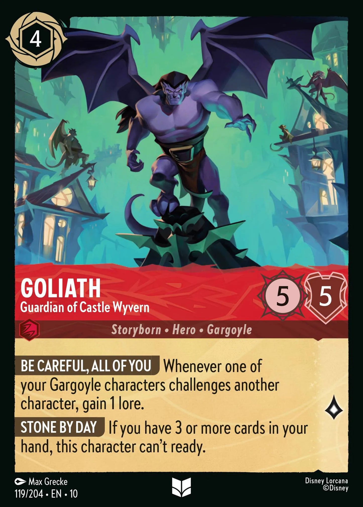 (119/204) Lorcana Whispers in the Well Single: Goliath - Guardian of Castle Wyvern Holo Uncommon