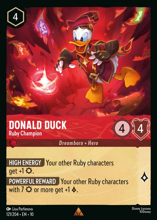 (121/204) Lorcana Whispers in the Well Single: Donald Duck - Ruby Champion Holo Rare