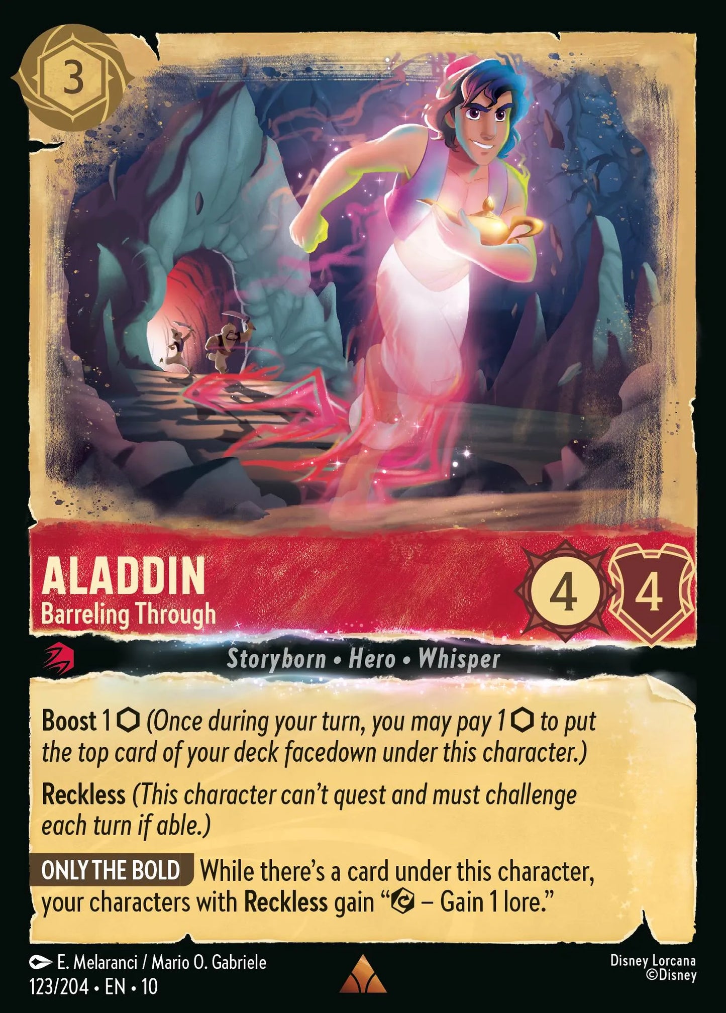 (123/204) Lorcana Whispers in the Well Single: Aladdin - Barreling Through (V.1)  Rare