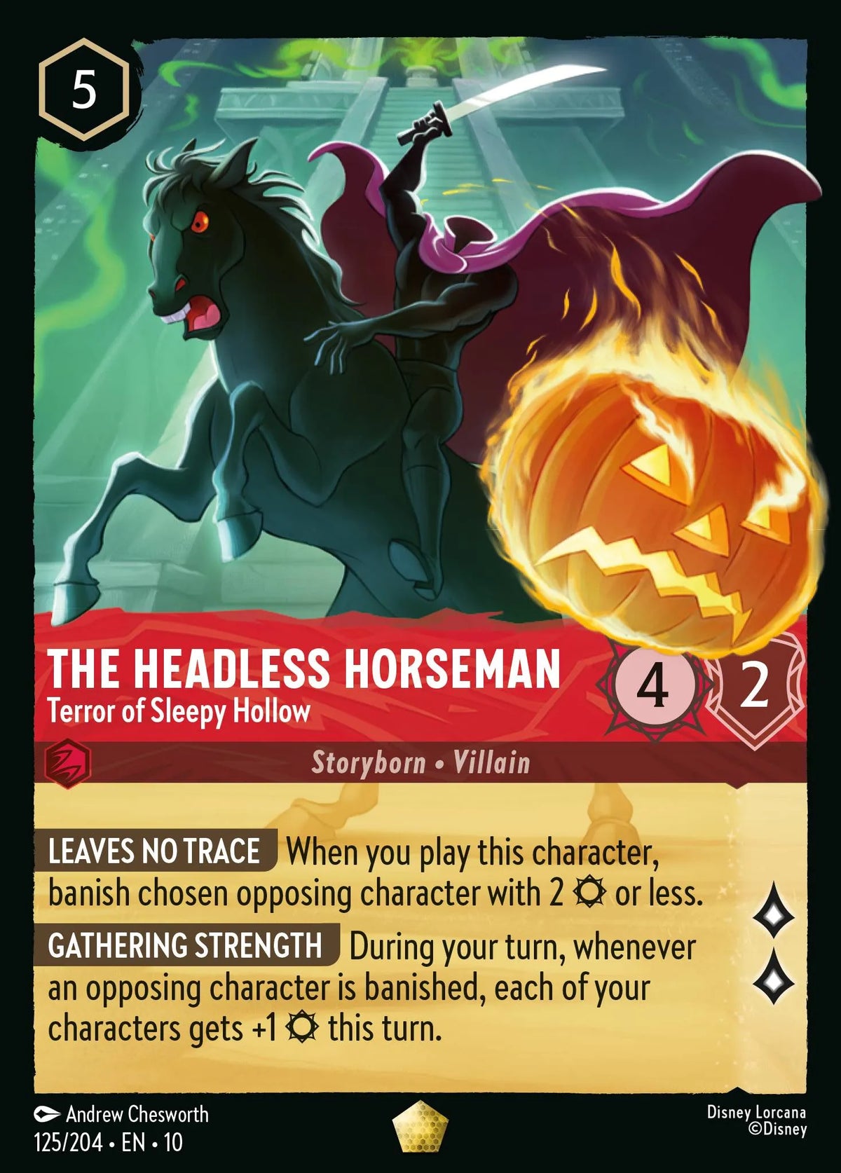 (125/204) Lorcana Whispers in the Well Single: The Headless Horseman - Terror of Sleepy Hollow (V.1)  Legendary