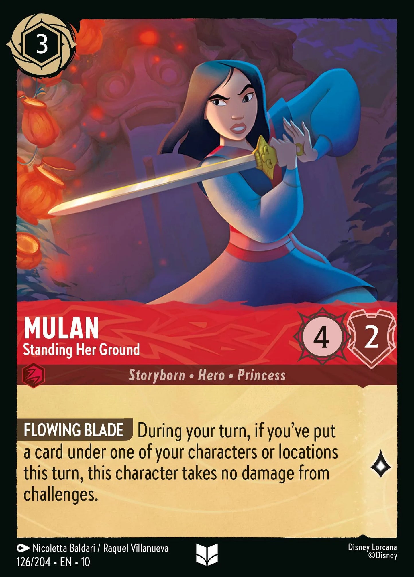 (126/204) Lorcana Whispers in the Well Single: Mulan - Standing Her Ground (V.1) Holo Uncommon
