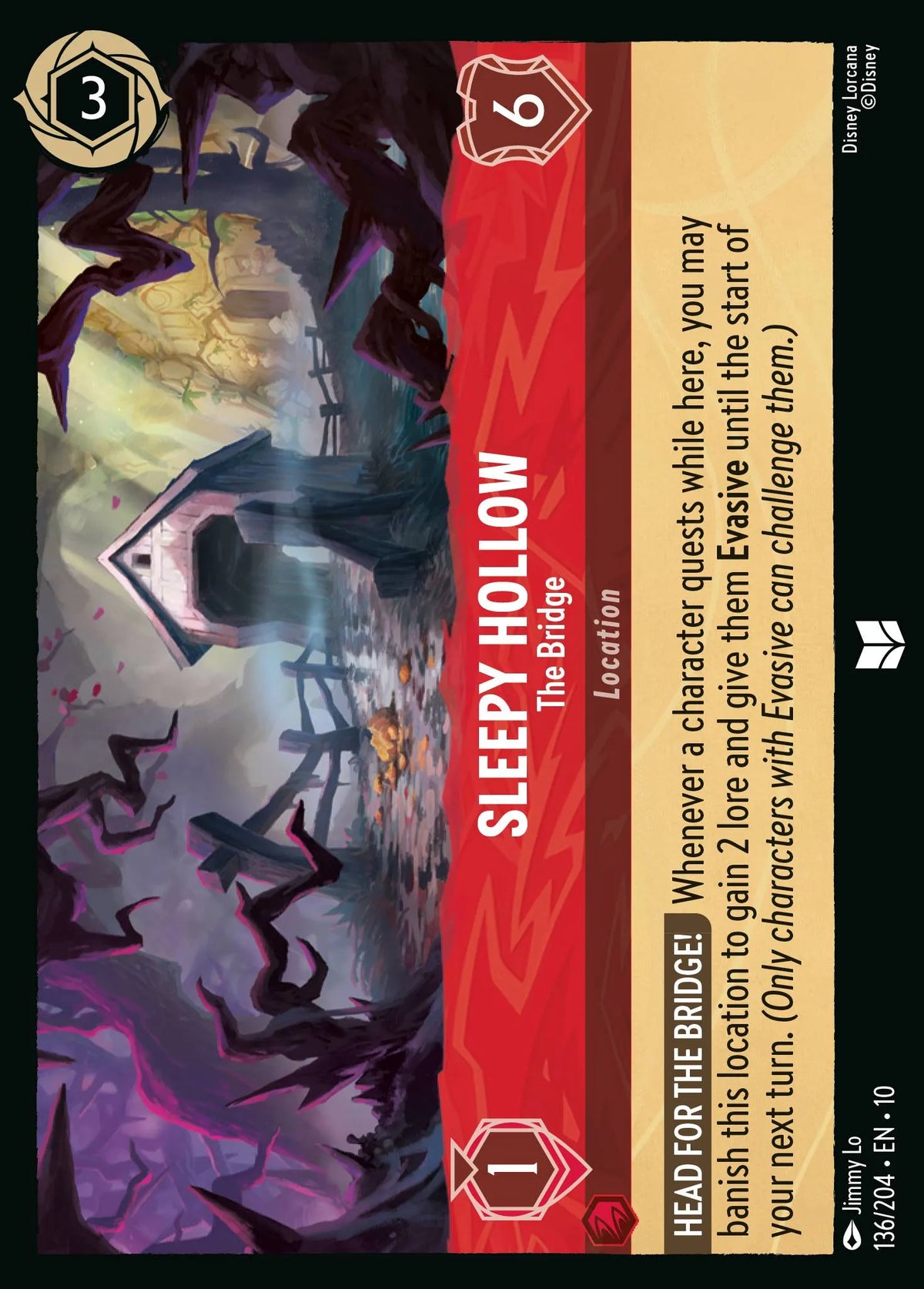 (136/204) Lorcana Whispers in the Well Single: Sleepy Hollow - The Bridge Holo Uncommon