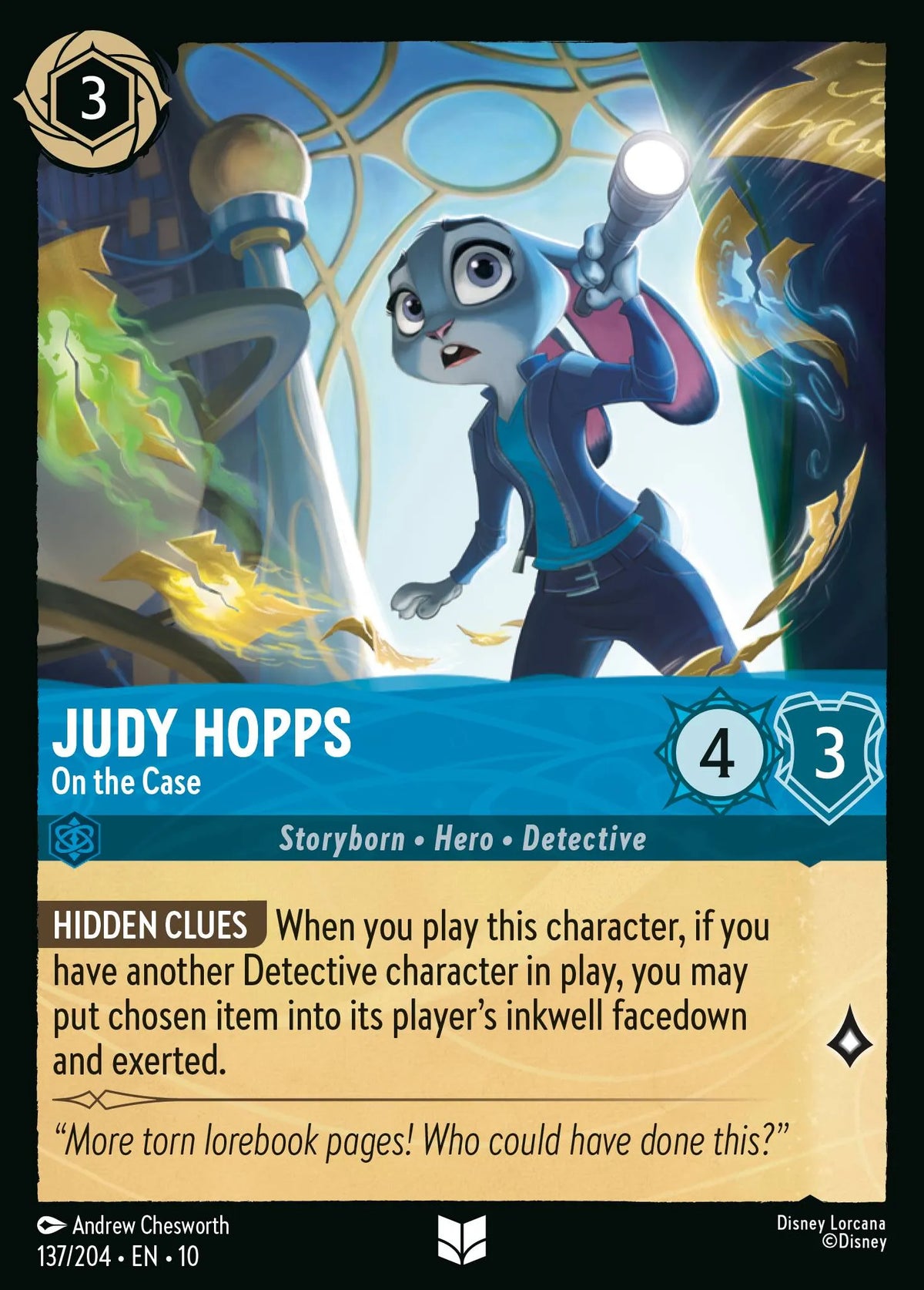 (137/204) Lorcana Whispers in the Well Single: Judy Hopps - On the Case Holo Uncommon