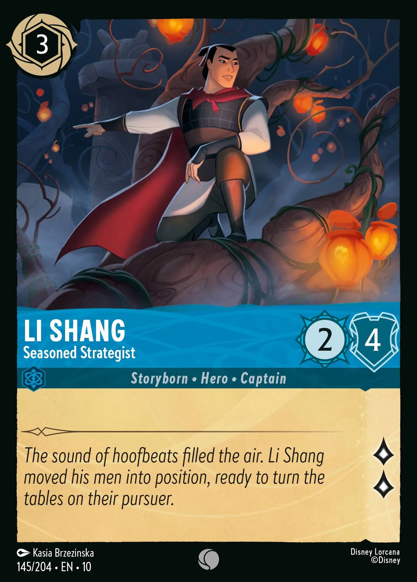 (145/204) Lorcana Whispers in the Well Single: Li Shang - Seasoned Strategist Holo Common