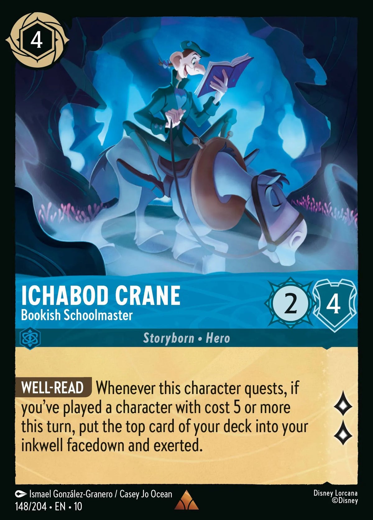 (148/204) Lorcana Whispers in the Well Single: Ichabod Crane - Bookish Schoolmaster Holo Rare