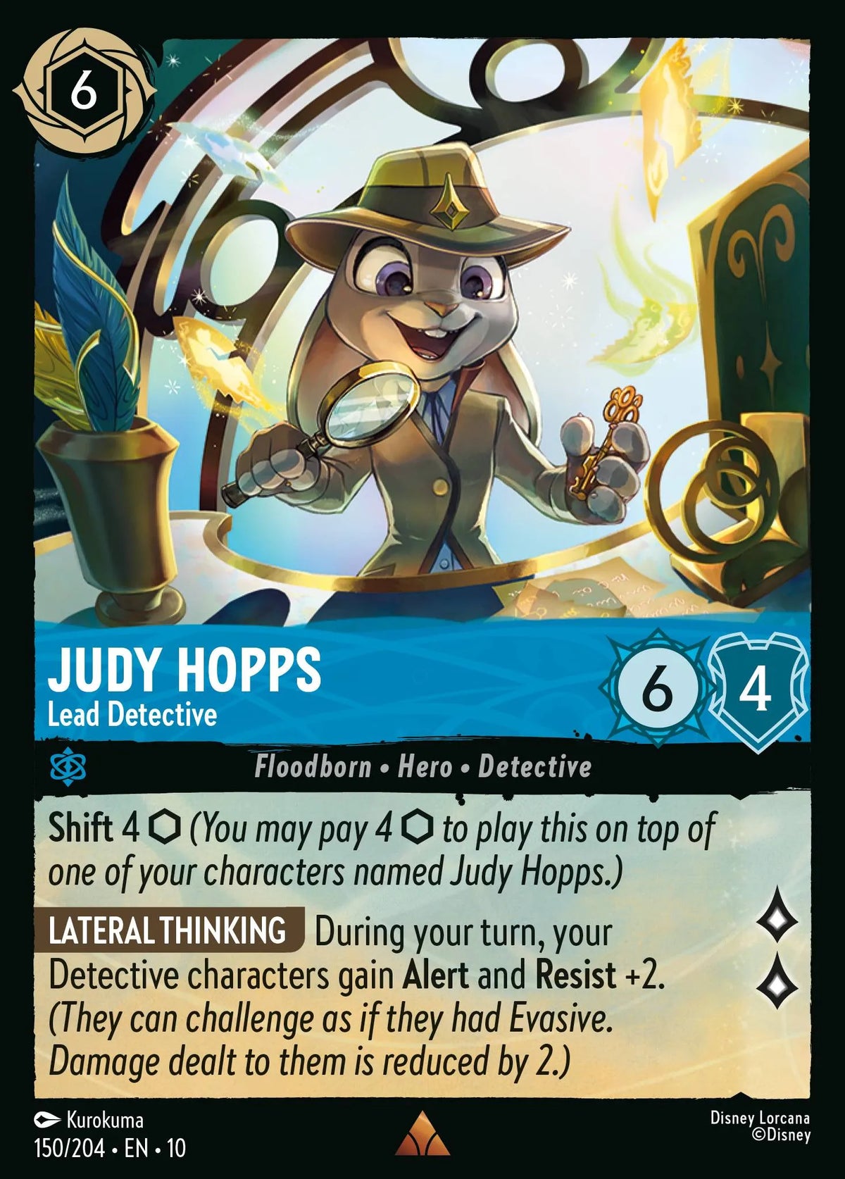 (150/204) Lorcana Whispers in the Well Single: Judy Hopps - Lead Detective (V.1) Holo Rare