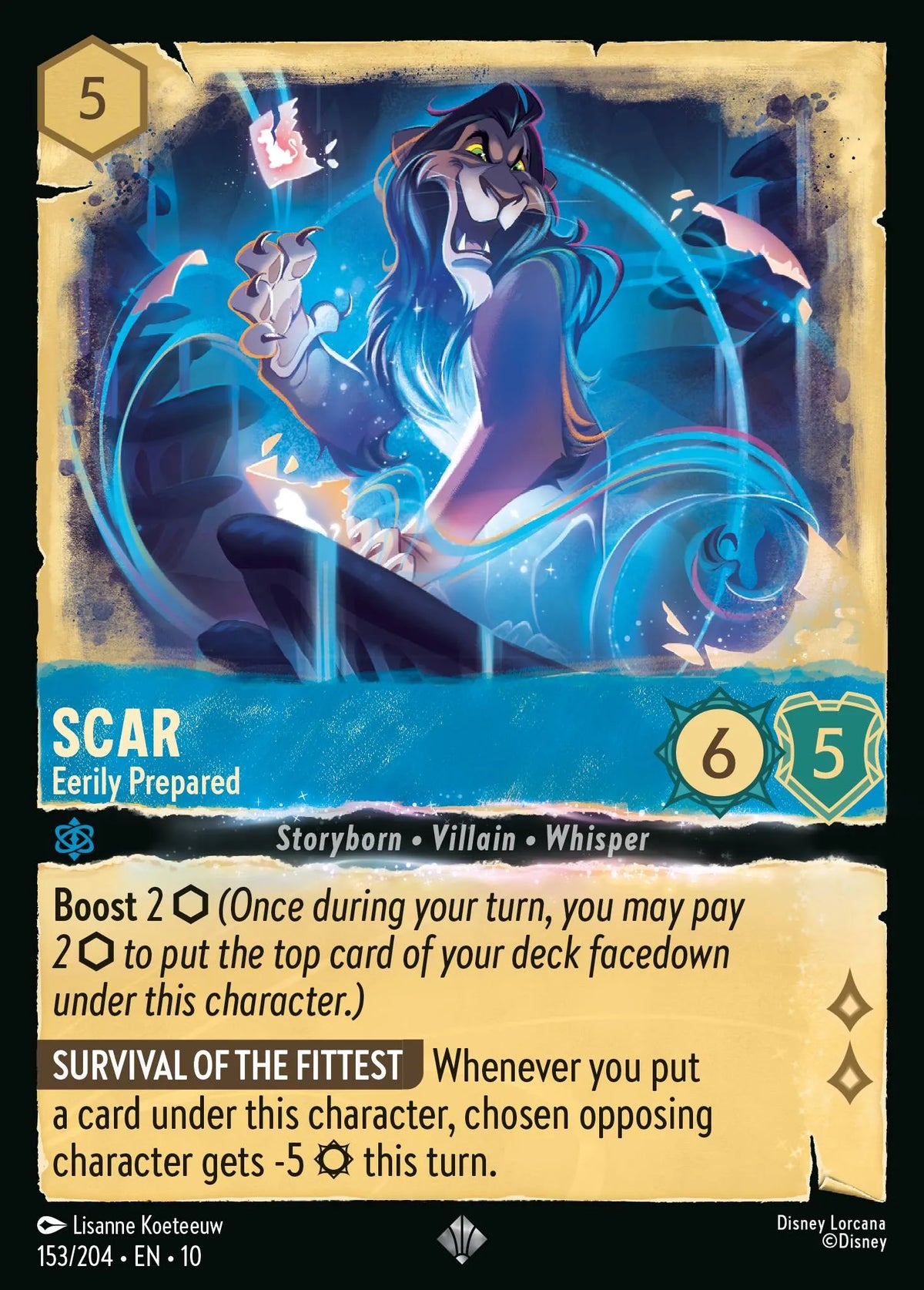 (153/204) Lorcana Whispers in the Well Single: Scar - Eerily Prepared  Super Rare
