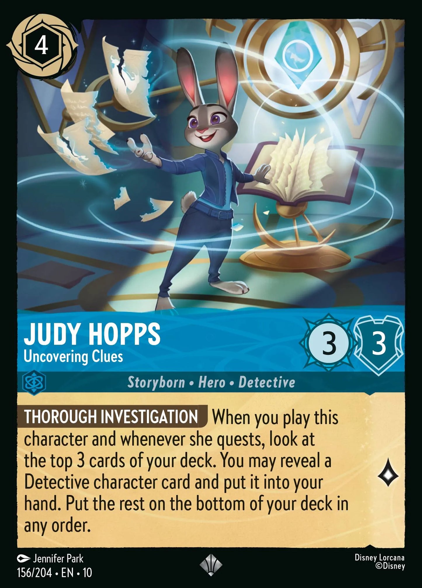 (156/204) Lorcana Whispers in the Well Single: Judy Hopps - Uncovering Clues (V.2) Holo Super Rare