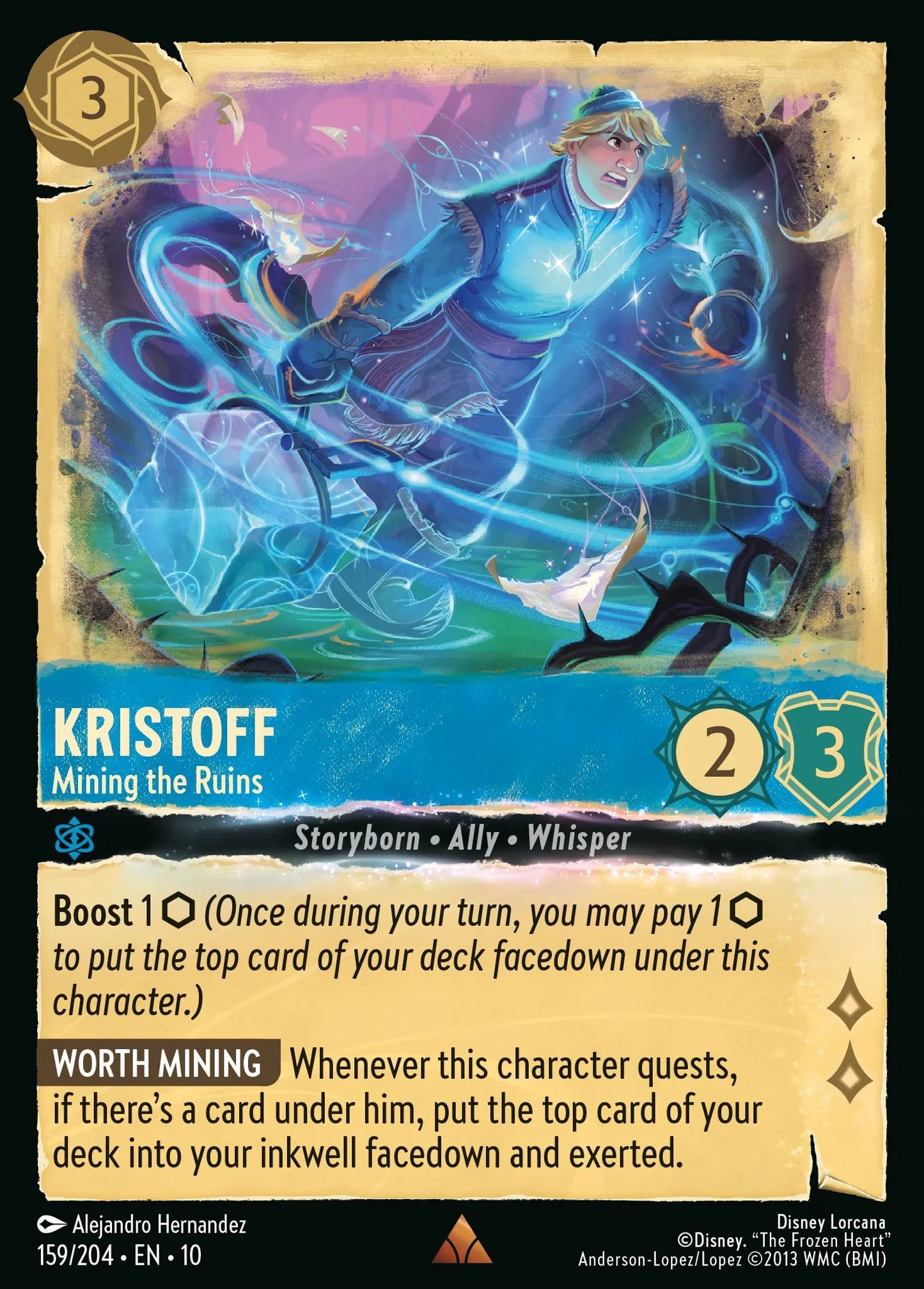 (159/204) Lorcana Whispers in the Well Single: Kristoff - Mining the Ruins (V.1) Holo Rare