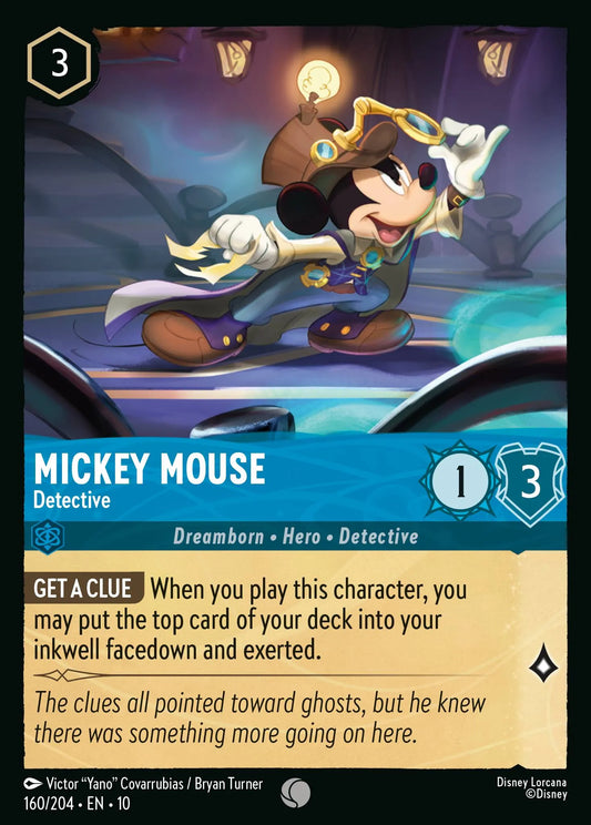(160/204) Lorcana Whispers in the Well Single: Mickey Mouse - Detective Holo Common