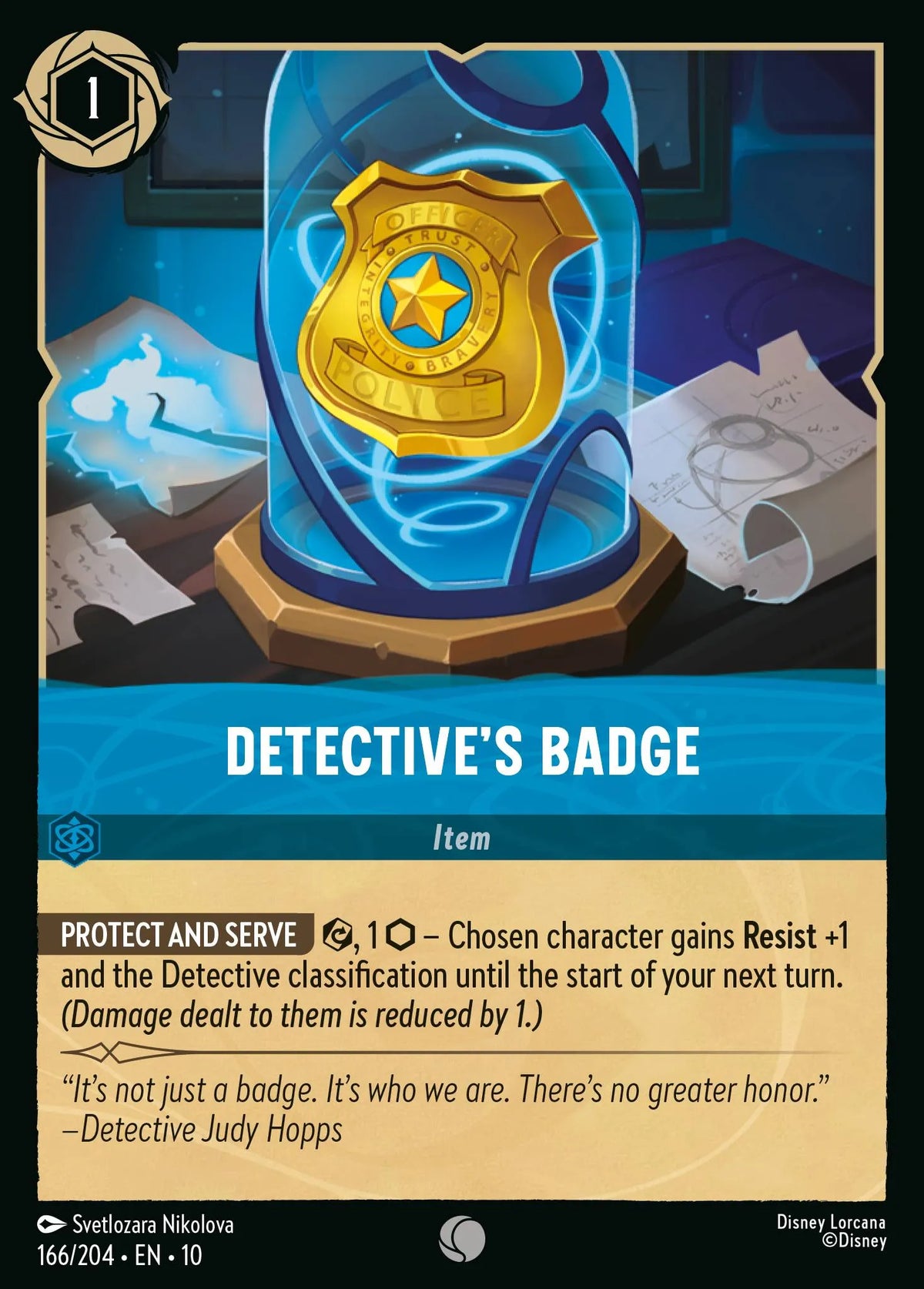 (166/204) Lorcana Whispers in the Well Single: Detective's Badge  Common