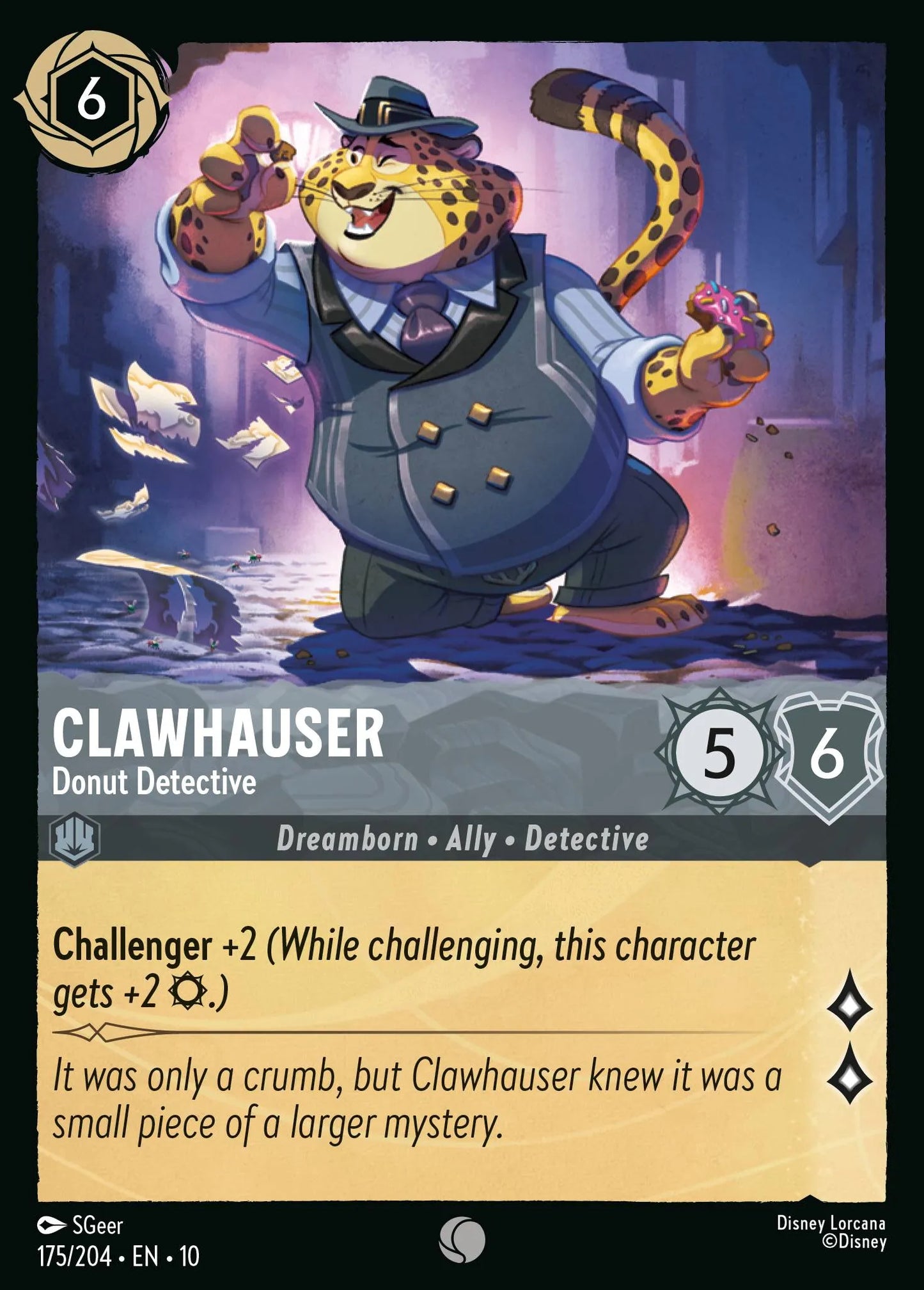 (175/204) Lorcana Whispers in the Well Single: Clawhauser - Donut Detective  Common