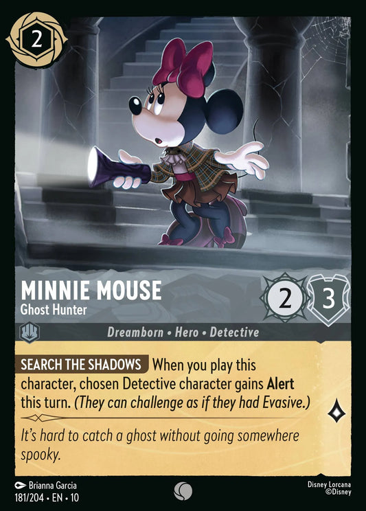 (181/204) Lorcana Whispers in the Well Single: Minnie Mouse - Ghost Hunter (V.1) Holo Common