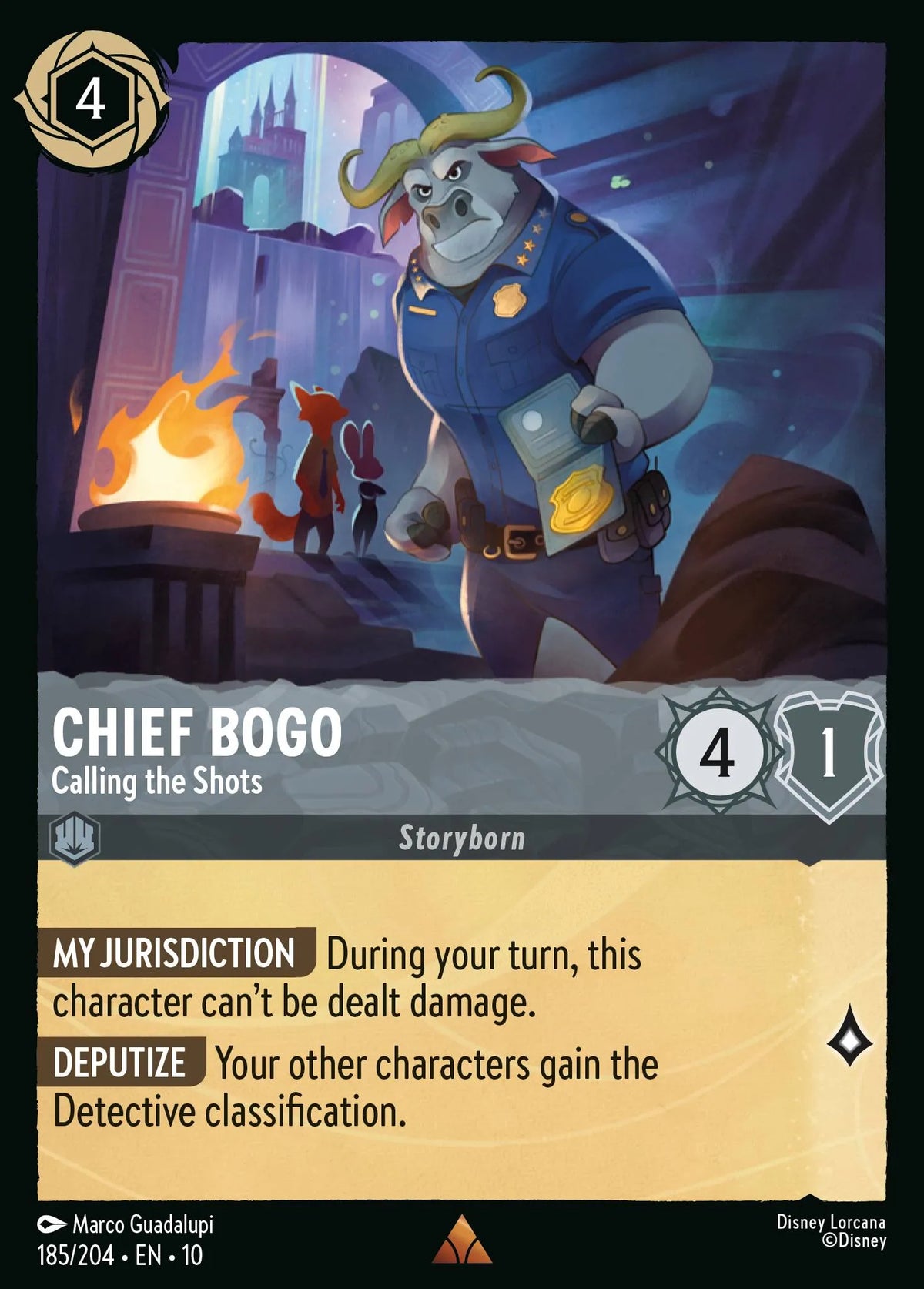 (185/204) Lorcana Whispers in the Well Single: Chief Bogo - Calling the Shots Holo Rare