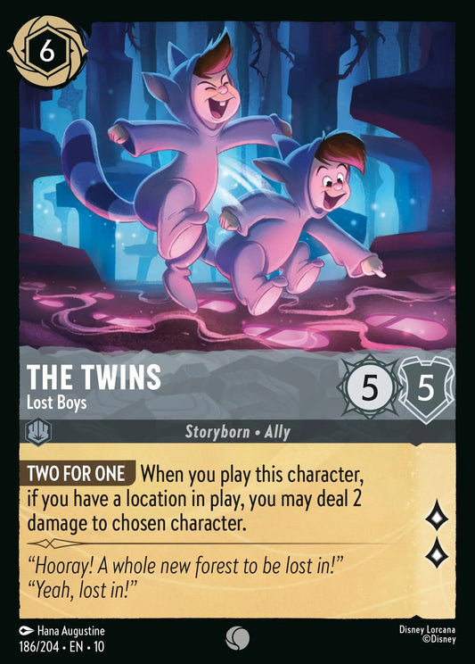 (186/204) Lorcana Whispers in the Well Single: The Twins - Lost Boys Holo Common