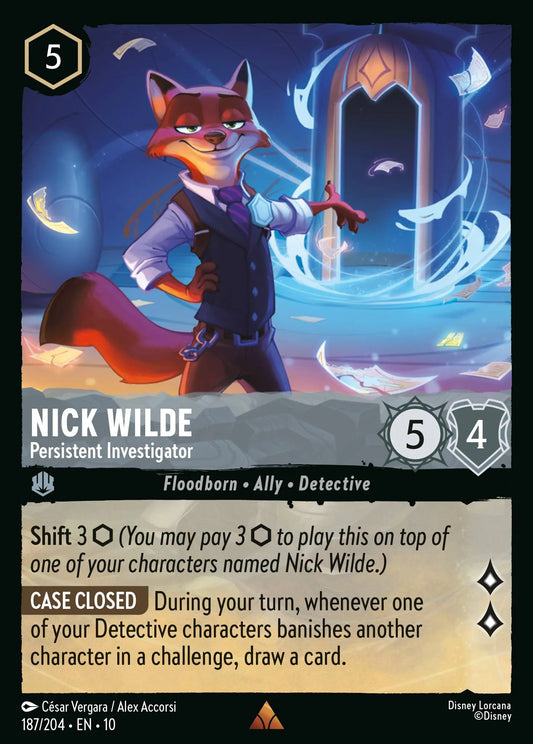 (187/204) Lorcana Whispers in the Well Single: Nick Wilde - Persistent Investigator (V.1)  Rare