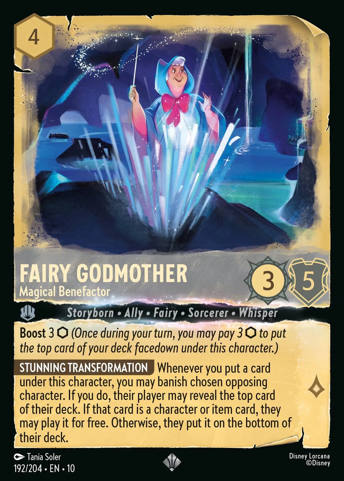 (192/204) Lorcana Whispers in the Well Single: Fairy Godmother - Magical Benefactor  Super Rare