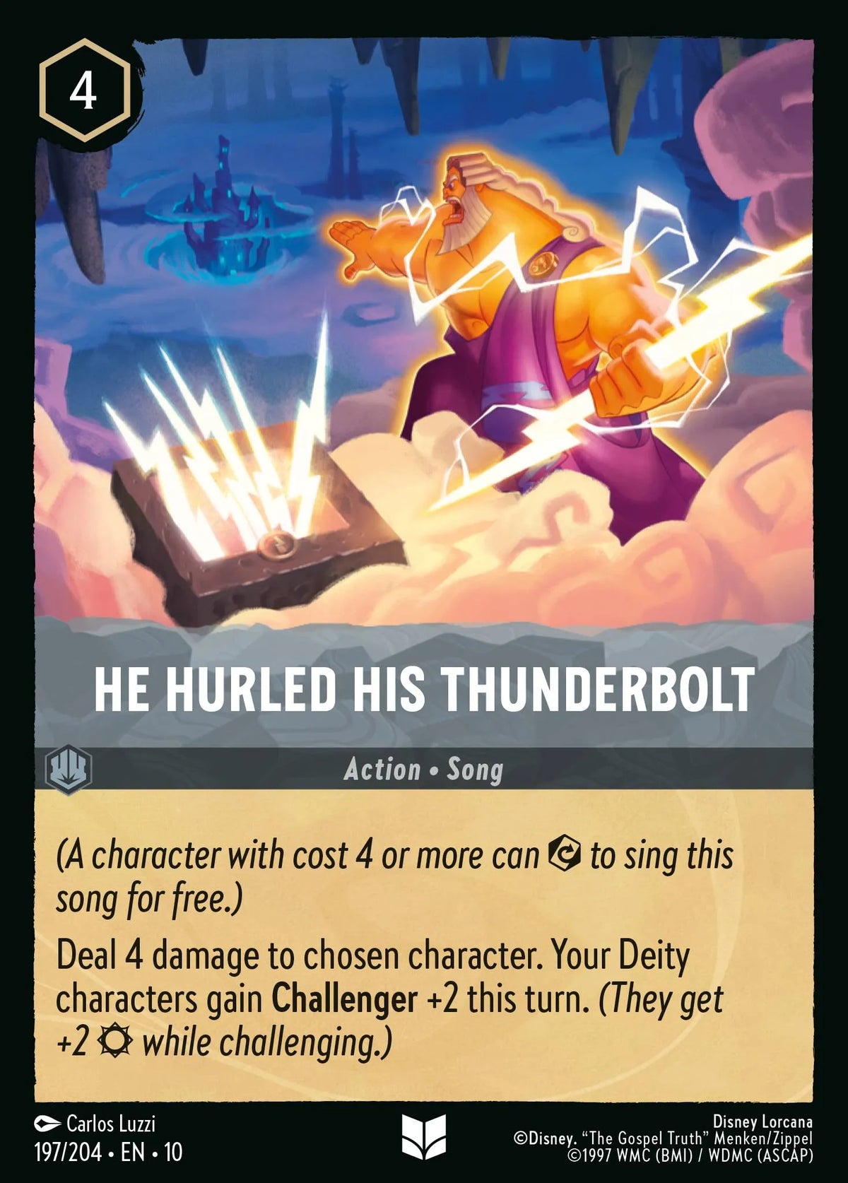 (197/204) Lorcana Whispers in the Well Single: He Hurled His Thunderbolt (V.1) Holo Uncommon