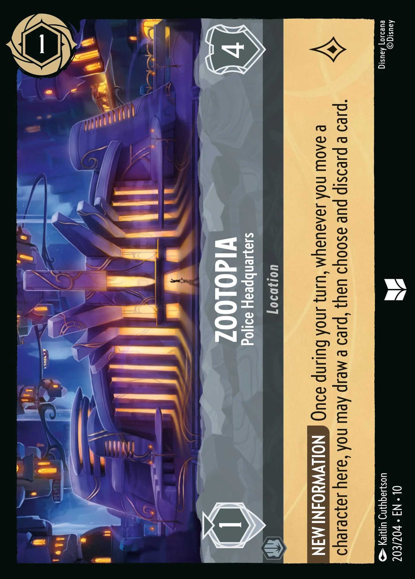 (203/204) Lorcana Whispers in the Well Single: Zootopia - Police Headquarters Holo Uncommon