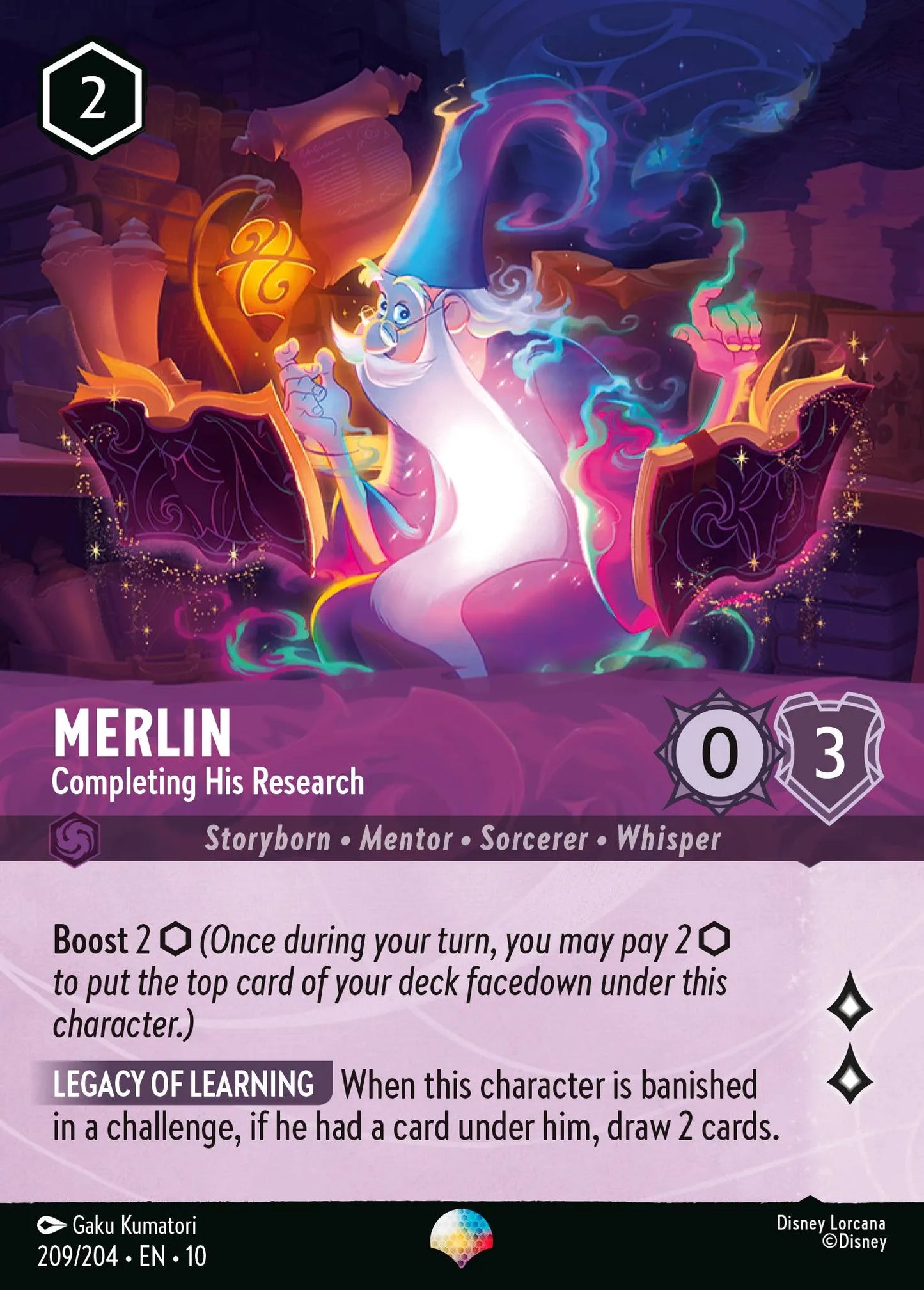 (209/204) Lorcana Whispers in the Well Single: Merlin - Completing His Research (V.2)  Epic