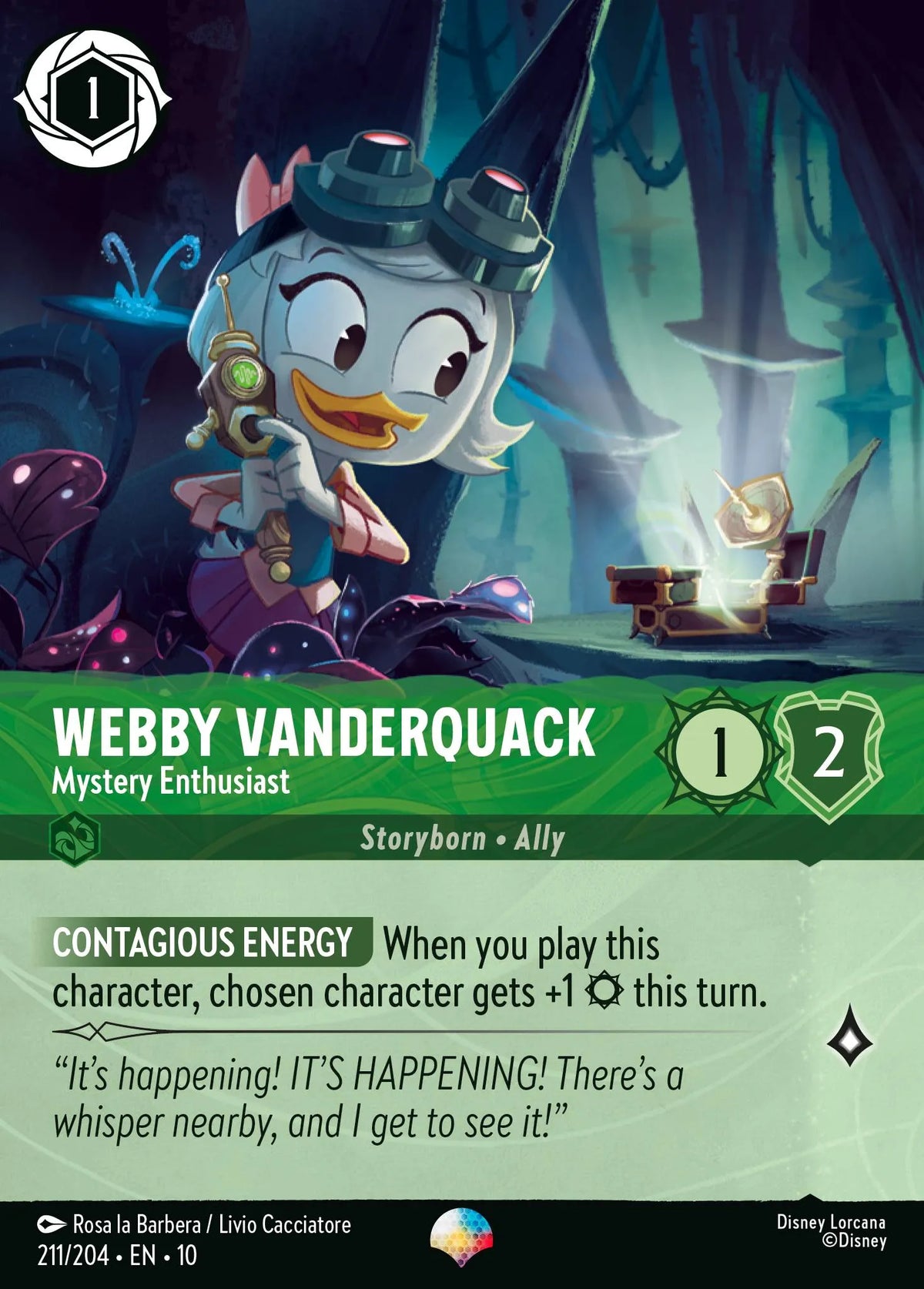 (211/204) Lorcana Whispers in the Well Single: Webby Vanderquack - Mystery Enthusiast (V.2)  Epic