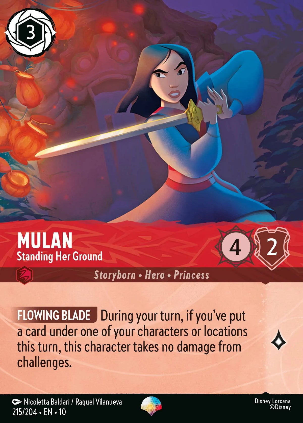 (215/204) Lorcana Whispers in the Well Single: Mulan - Standing Her Ground (V.2)  Epic