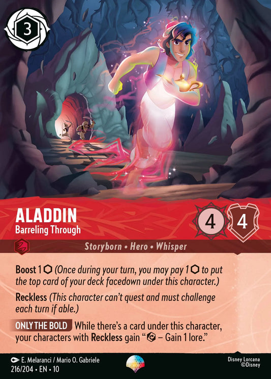 (216/204) Lorcana Whispers in the Well Single: Aladdin - Barreling Through (V.2)  Epic